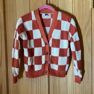Old navy orange & cream cardigan. Kids Medium 8